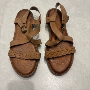 Born Nude Leather Sandals with Braided Strap